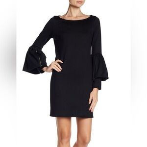 Nordstrom Black Sheath Dress with Bell Sleeves